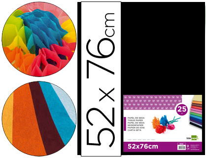 25h. papel seda Liderpapel 52x76cm. 18g/m² negro